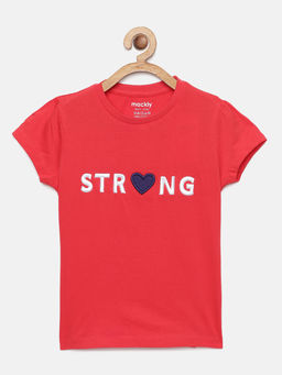 mackly - Girls Red Embroidered T-shirts Red