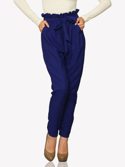 Miss Chase - Women's Cobalt Blue High Waist Solid Pants