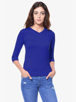 Miss Chase - Blue Solid T-Shirt