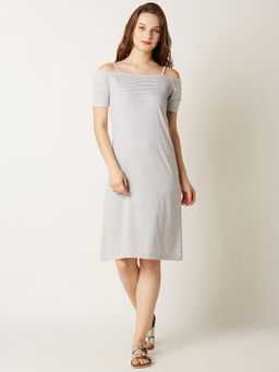 Miss Chase - Grey And White Dress