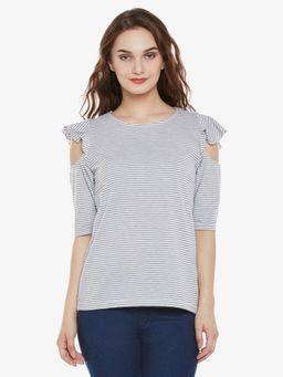 Miss Chase - Grey and White Top