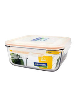 Glasslock - Airtight Break Resistant Food Storage Container,Microwave Safe, Square, 2600 ml