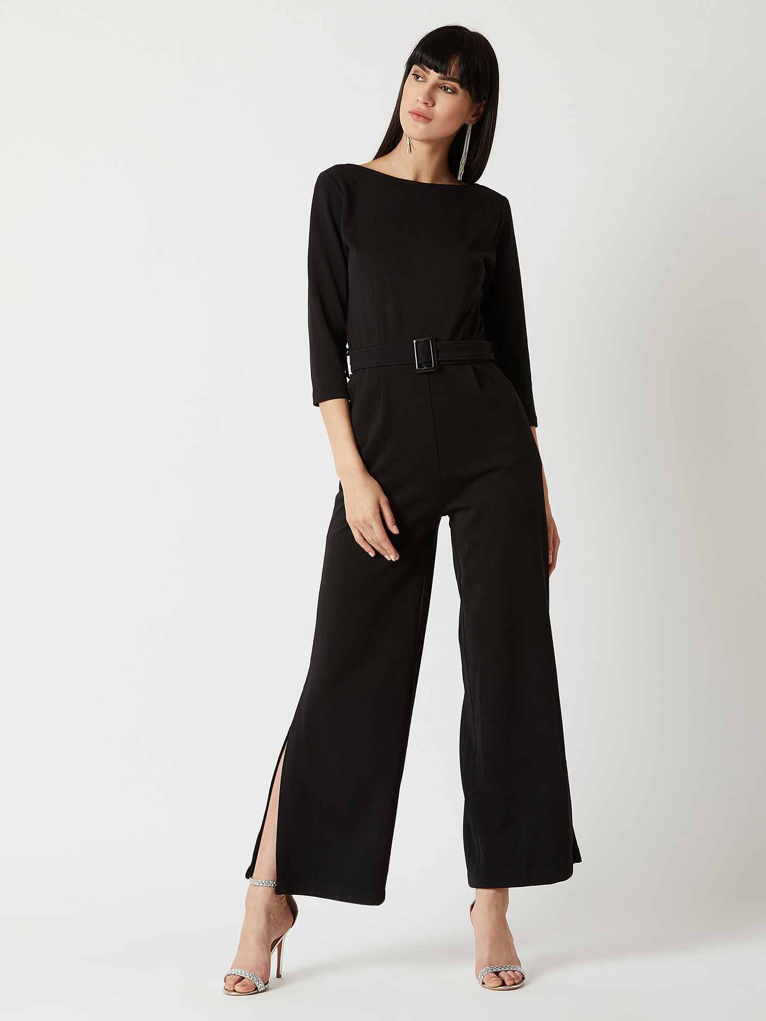 Buy Miss Chase Black Solid Jumpsuit 
