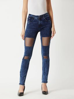 Miss Chase - Navy Blue Denim Stretchable Jeans