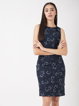 Miss Chase - Navy Blue Paneled Mini Shift Dress