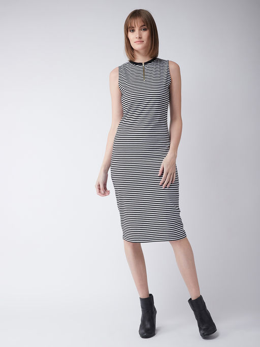 black comfort dress sandals Bella Striped Bodycon Dress – Thilakawardhana main image 0
