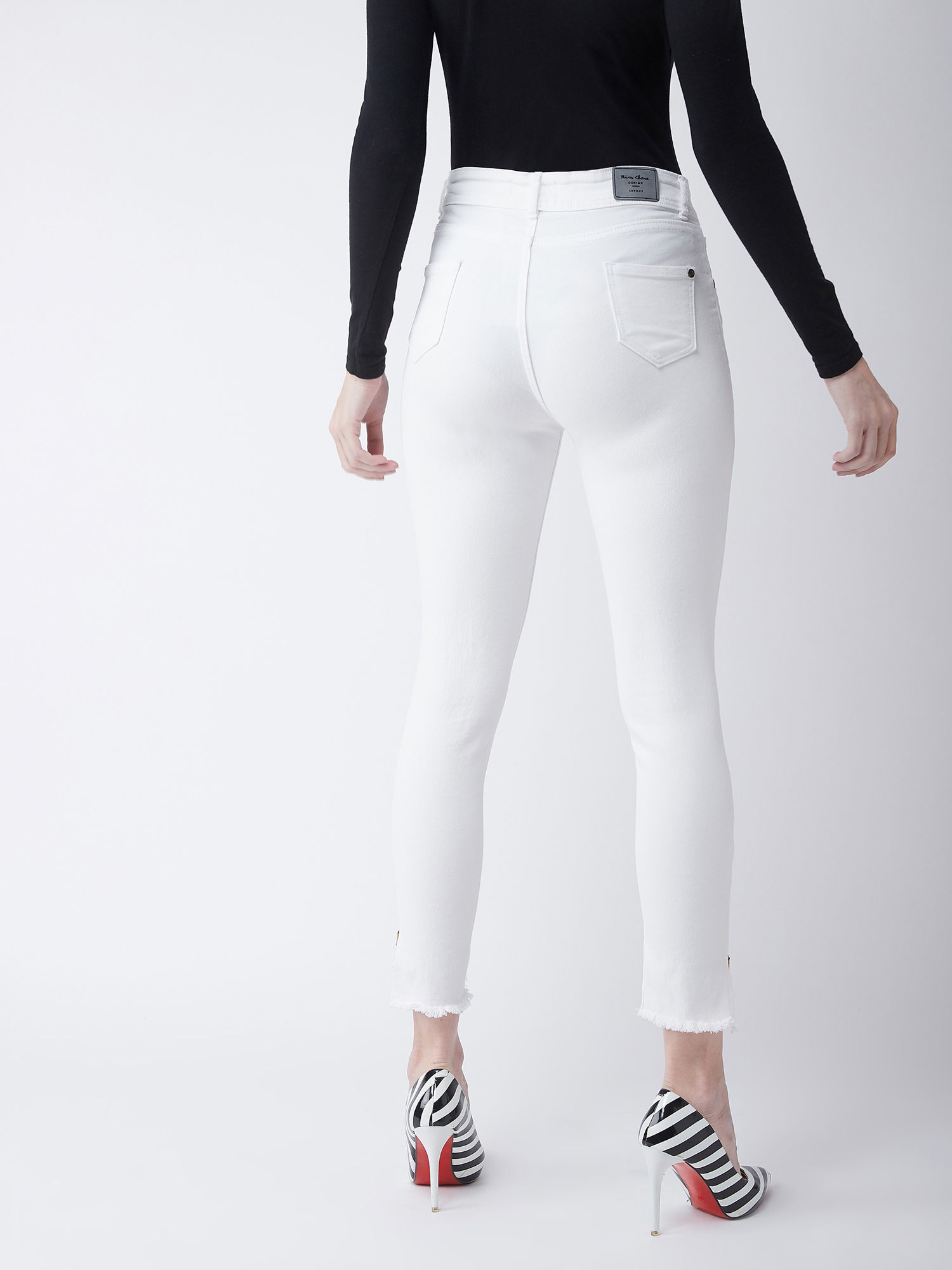 Miss Chase White Cropped Stretchable 