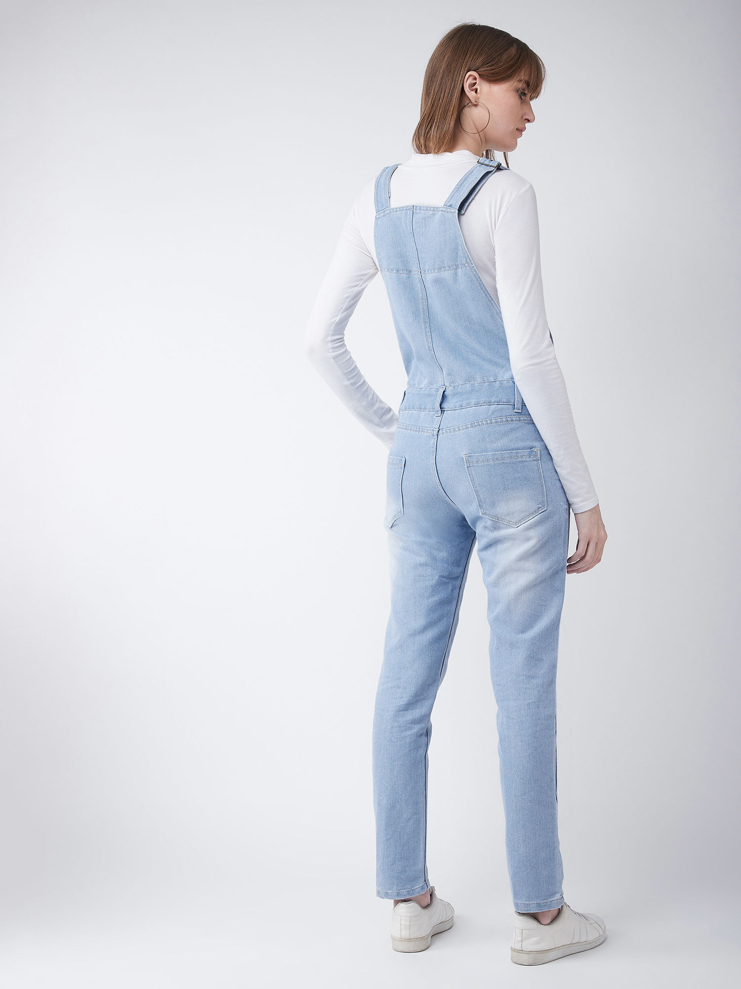 Blue Ripped Denim Dungaree Online 