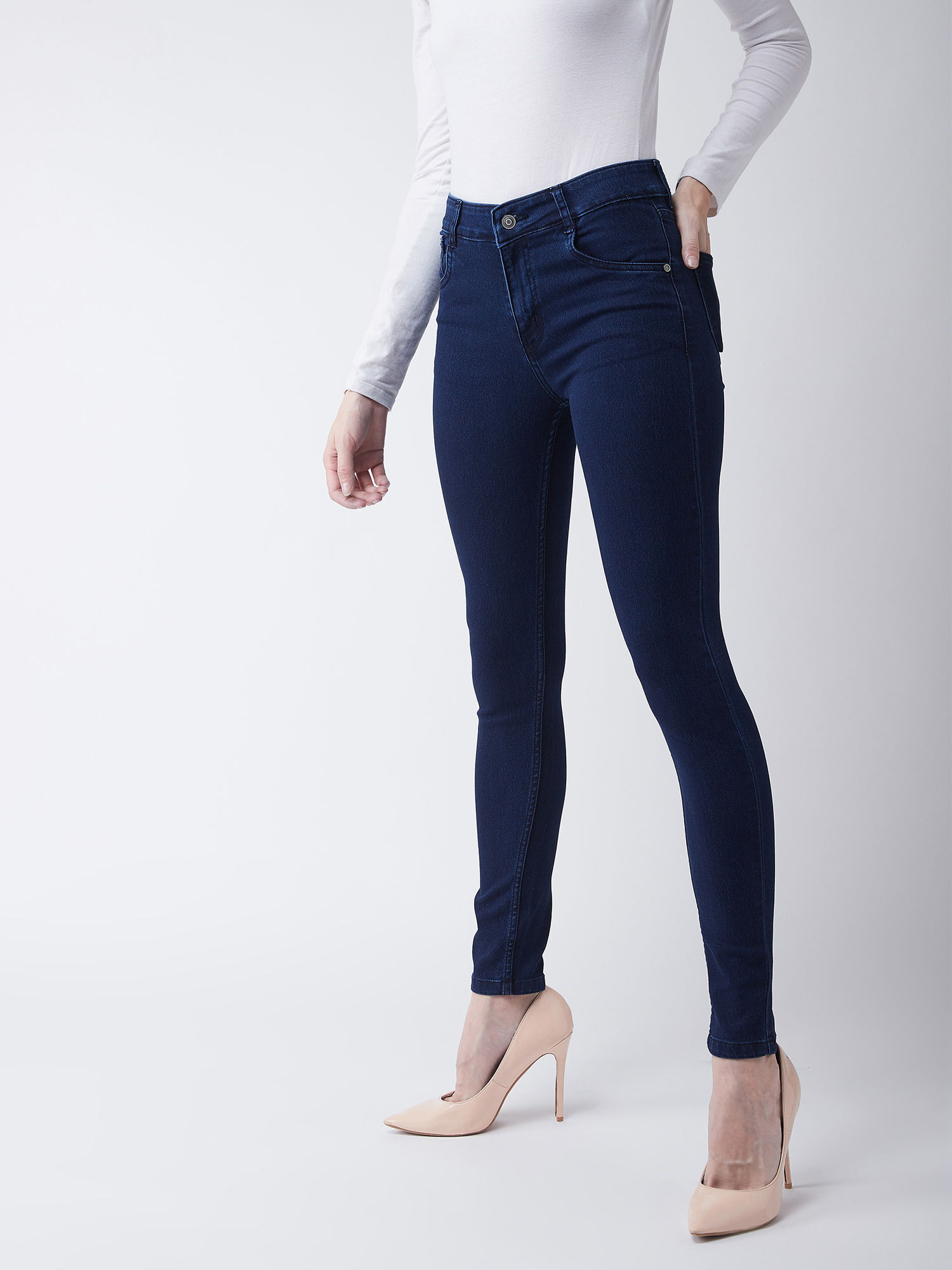 Miss Chase Navy Blue Denim Stretchable 