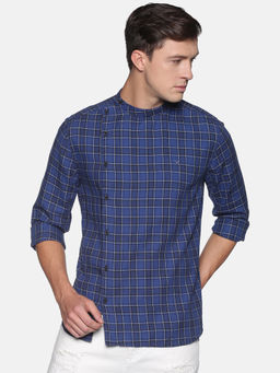 SHOWOFF - Men's Cotton Casual Blue Checks Slim Fit Shirt