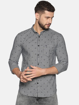 SHOWOFF - Cotton Off White Checks Printed Slim Fit Shirt