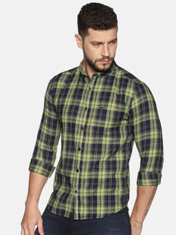SHOWOFF - Cotton Green Checks Printed Slim Fit Shirt
