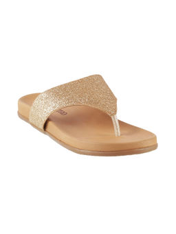 Metro - Womens Gold Flat ChappalsMetro Gold Solid Flats
