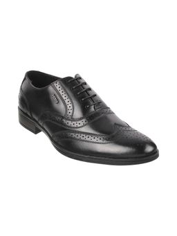 Metro - Mens Black Formal Lace-Ups ShoesMetro Black Patterned Brogues