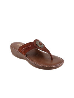 Metro - Womens Brown Wedges HeelsMetro Brown Velvet Casual Comfort