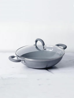 Meyer - Anzen Healthy Ceramic Coated Cookware Wok / Kadai with Lid, 30cm