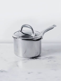 Meyer - Select Stainless Steel Straining Saucepan 16cm (Induction & Gas Compatible)