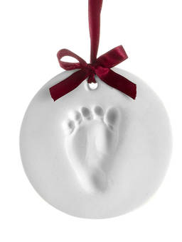 Pearhead - White Baby Print Ornament Round Keepsake
