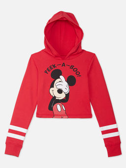 Kidsville - Mickey & Friends Featured Red Hoodie for Girls