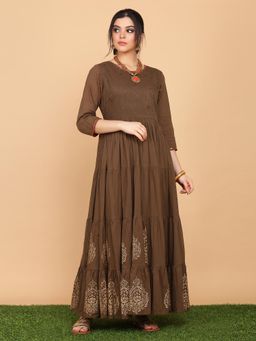 Shaily - Brown Flared Gown