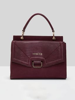 MIRAGGIO - Burgundy Annika Women's Satchel Handbag With Ring