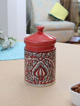 Miah Decor - Handpainted Mughal Art Storage Jar-medium