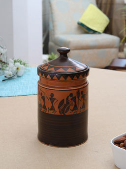 Miah Decor - Handpainted Worli Art Storage Jar-large