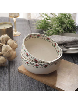Miah Decor - Handcrafted Meadow Fresh Collection- Stoneware Serving Bowls - Set Of 2
