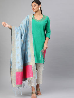 Mimosa - Blue Embellished Dupatta