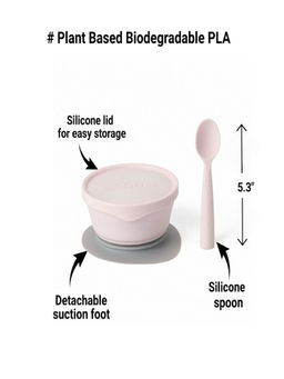 Miniware - First Bite Suction Bowl With Spoon Feeding Set Cotton Candy/Cotton Candy