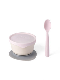 Miniware - First Bite Suction Bowl With Spoon Feeding Set Vanilla/Cotton Candy