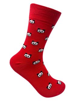 Mint & Oak - Red Printed Panda Express Red Crew Socks