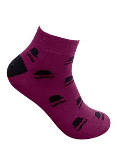 Mint & Oak - Maroon Printed Men & Moustaches Ankle Socks