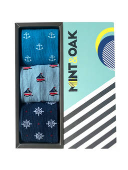 Mint & Oak - Multi-Color Printed AHOY MATE Socks (Set of 3)