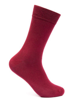 Mint & Oak - Maroon Solid/Plain Colour Me Maroon Crew Socks