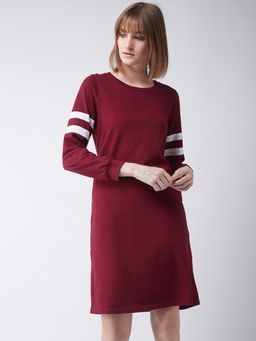 Miss Chase - Maroon Paneled Shift Dress