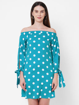 MISH - Off Shoulder Polka Style Shift Dress At Nykaa Fashion - Your Online Shopping Store