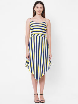 MISH - Striped Asymmetric Style Mid Length Dress At Nykaa Fashion - Your Online Shopping Store