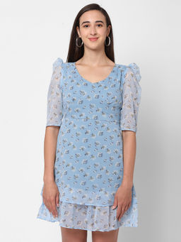 MISH - Printed Drop Waist Style Short Dress At Nykaa Fashion - Your Online Shopping Store