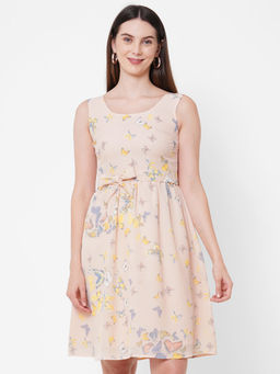 MISH - Scoop Neck With Belt Style Fit And Flare Dress At Nykaa Fashion - Your Online Shopping Store