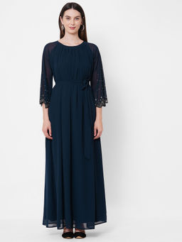 MISH - Embellished Flare Sleeve Style A Line Maxi Dress At Nykaa Fashion - Your Online Shopping Store