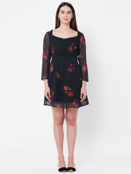 MISH - Floral Printed Ruffle Detail Short Dress At Nykaa Fashion - Your Online Shopping Store