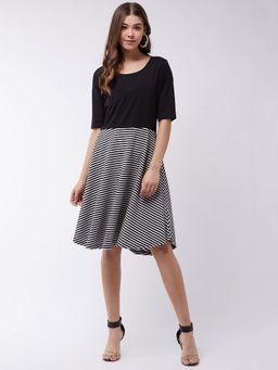Miss Chase - Black & White Knee-Long Skater Dress