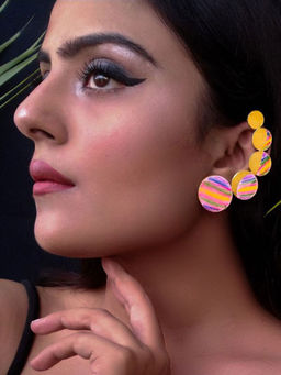 Mitali Jain - Orb Of Night Gold Moon Phases Enamel Earcuff