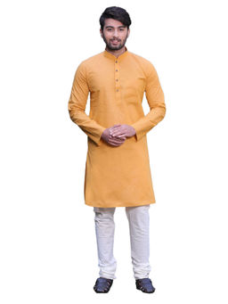 Manyavar - Orange Cotton Blend Kurta