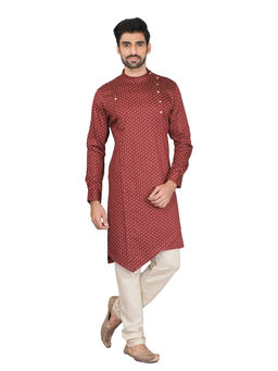 Manyavar - Maroon Cotton Blend Kurta