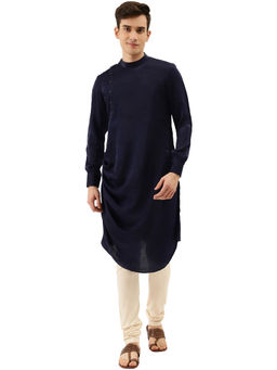 Manyavar - Blue Silk Blend Kurta