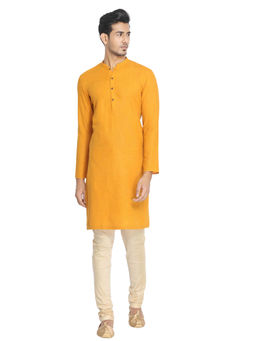 Manyavar - Mustard Yellow Cotton Kurta