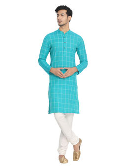 Manyavar - Aqua Blue Cotton Kurta