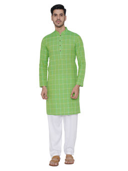 Manyavar - Green Checks Kurta
